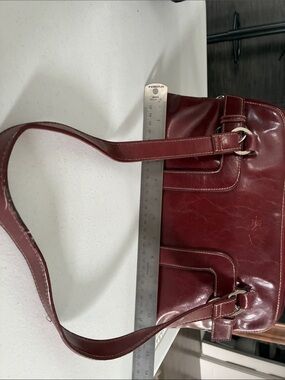 Classic Burgundy Leather Shoulder Bag with Buckle Detail